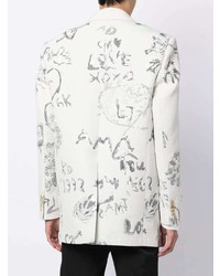 Мужской белый пиджак с принтом от Alexander McQueen