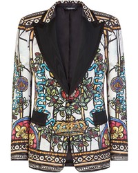 Мужской белый пиджак с принтом от Dolce & Gabbana