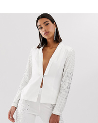 Женский белый пиджак с украшением от Starlet