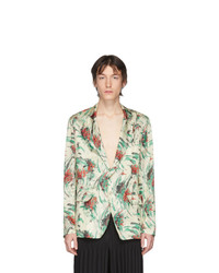 Мужской белый пиджак с цветочным принтом от Dries Van Noten
