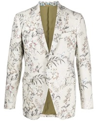 Мужской белый пиджак с цветочным принтом от Etro