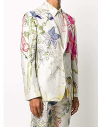 Мужской белый пиджак с цветочным принтом от Alexander McQueen