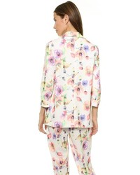 Женский белый пиджак с цветочным принтом