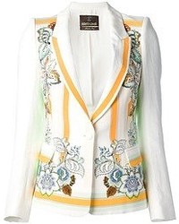 Женский белый пиджак с цветочным принтом от Roberto Cavalli