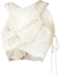 Белый плетеный укороченный топ от Isabel Benenato