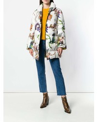 Женский белый пуховик с принтом от Etro