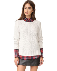 Женский белый пушистый свитер с круглым вырезом от BB Dakota