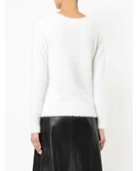 Женский белый пушистый свитер с круглым вырезом от GUILD PRIME