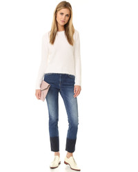 Женский белый пушистый свитер с круглым вырезом от Anine Bing