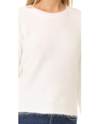 Женский белый пушистый свитер с круглым вырезом от Anine Bing