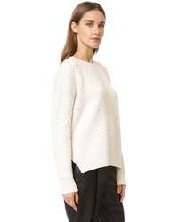 Женский белый пушистый свитер с круглым вырезом от Vince