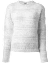 Женский белый пушистый свитер с круглым вырезом от Jil Sander