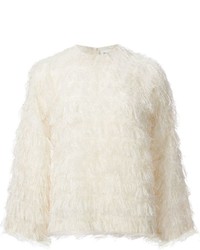 Женский белый пушистый свитер с круглым вырезом от Toga