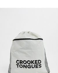 Мужской белый рюкзак из плотной ткани с принтом от Crooked Tongues