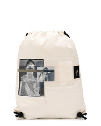 Мужской белый рюкзак из плотной ткани с принтом от Rick Owens DRKSHDW