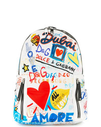 Мужской белый рюкзак с принтом от Dolce & Gabbana