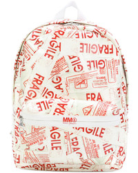 Женский белый рюкзак с принтом от MM6 MAISON MARGIELA