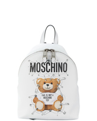 Женский белый рюкзак с принтом от Moschino