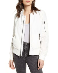 Белый сатиновый бомбер