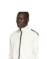 Мужской белый свитер на молнии от Fendi