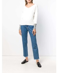 Женский белый свитер с v-образным вырезом от Sport Max Code