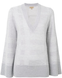 Женский белый свитер с v-образным вырезом от Burberry