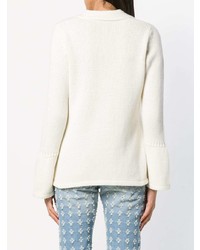 Женский белый свитер с v-образным вырезом от Borgo Asolo