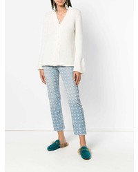 Женский белый свитер с v-образным вырезом от Borgo Asolo