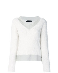 Женский белый свитер с v-образным вырезом от Fabiana Filippi