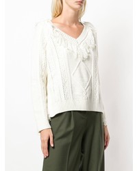 Женский белый свитер с v-образным вырезом от Twin-Set