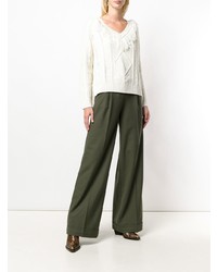 Женский белый свитер с v-образным вырезом от Twin-Set