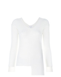 Женский белый свитер с v-образным вырезом от Helmut Lang