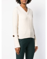 Женский белый свитер с v-образным вырезом от Joseph