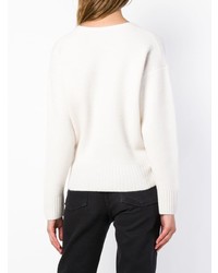 Женский белый свитер с v-образным вырезом от Le Kasha