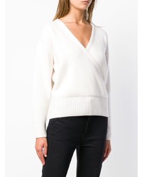 Женский белый свитер с v-образным вырезом от Le Kasha