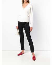 Женский белый свитер с v-образным вырезом от Le Kasha