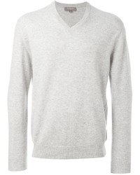 Мужской белый свитер с v-образным вырезом от N.Peal