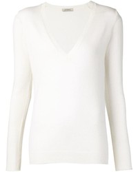 Женский белый свитер с v-образным вырезом от Nina Ricci