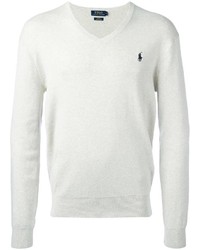 Мужской белый свитер с v-образным вырезом от Polo Ralph Lauren