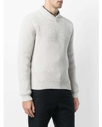 Мужской белый свитер с v-образным вырезом от Lanvin