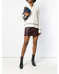 Женский белый свитер с v-образным вырезом от Helmut Lang