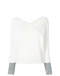 Женский белый свитер с v-образным вырезом от Sport Max Code