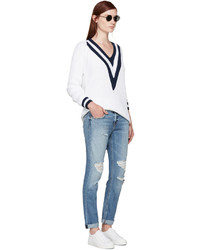 Женский белый свитер с v-образным вырезом от Rag & Bone