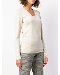 Женский белый свитер с v-образным вырезом от Snobby Sheep