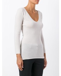 Женский белый свитер с v-образным вырезом от Liska