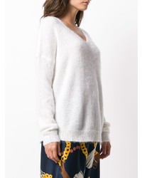 Женский белый свитер с v-образным вырезом от Alysi