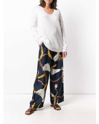 Женский белый свитер с v-образным вырезом от Alysi