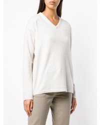 Женский белый свитер с v-образным вырезом от Aspesi