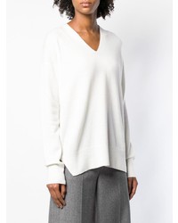 Женский белый свитер с v-образным вырезом от Cruciani