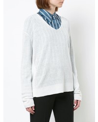 Женский белый свитер с v-образным вырезом от Theory